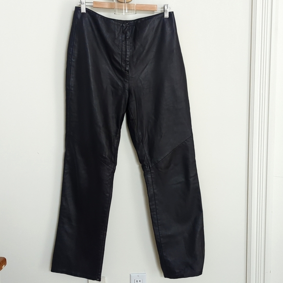 MARGARET GODFREY Black Leather Pants Size 12 - Picture 1 of 6
